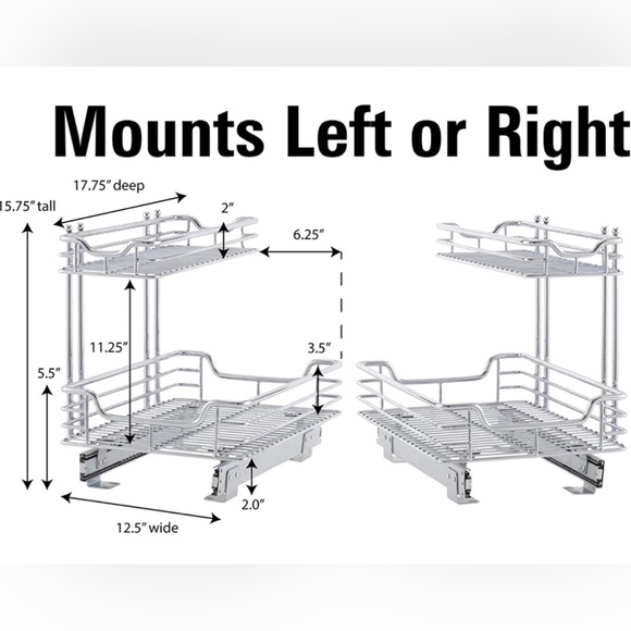 Glidez Under Sink Sliding Organizer | Pull Out Cabinet Shelf | Chrome | 12.5 Inc - Picture 4 of 8